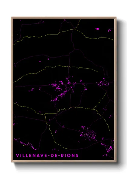 Une affiche de carte sur Villenave-de-Rions