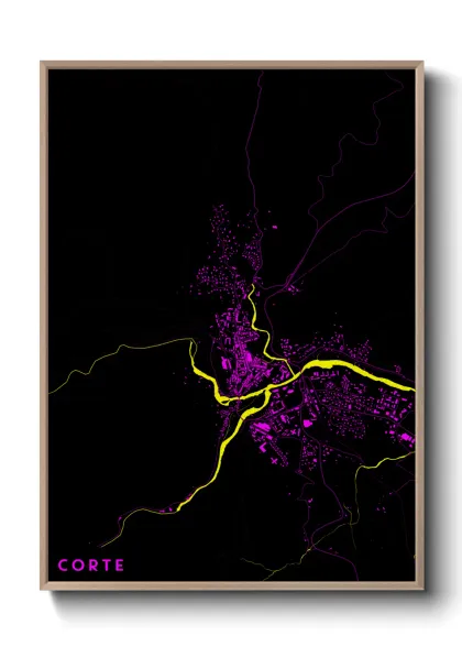 Une affiche de carte sur Corte