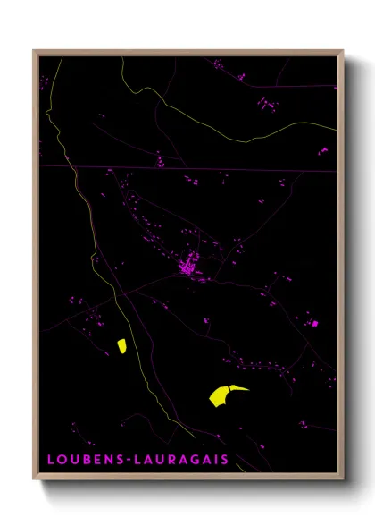 Une affiche de carte sur Loubens-Lauragais