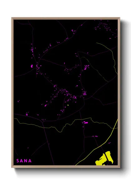 Une affiche de carte sur Sana