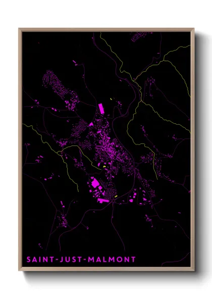 Une affiche de carte sur Saint-Just-Malmont