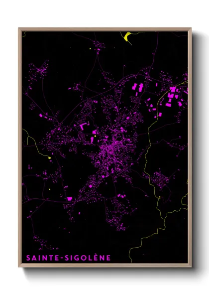 Une affiche de carte sur Sainte-Sigolène