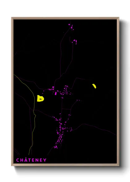 Une affiche de carte sur Châteney