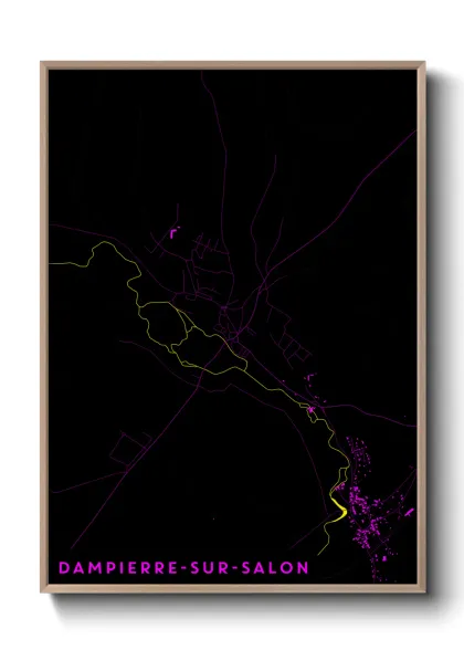 Une affiche de carte sur Dampierre-sur-Salon