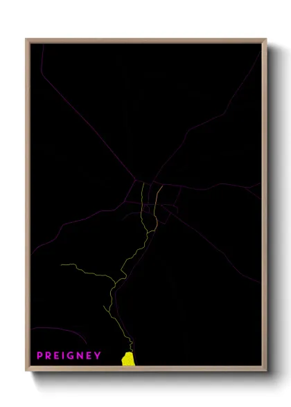 Une affiche de carte sur Preigney