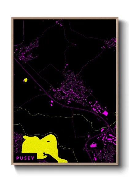 Une affiche de carte sur Pusey