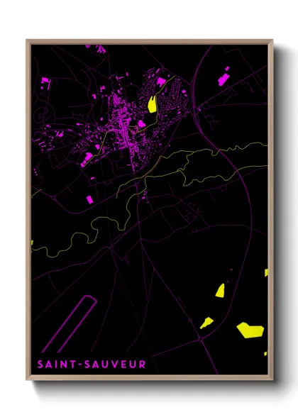 Une affiche de carte sur Saint-Sauveur