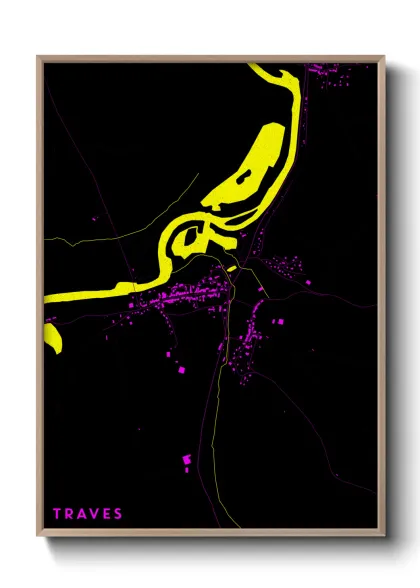 Une affiche de carte sur Traves