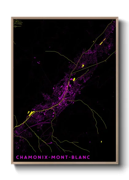 Une affiche de carte sur Chamonix-Mont-Blanc