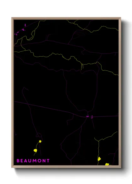Une affiche de carte sur Beaumont