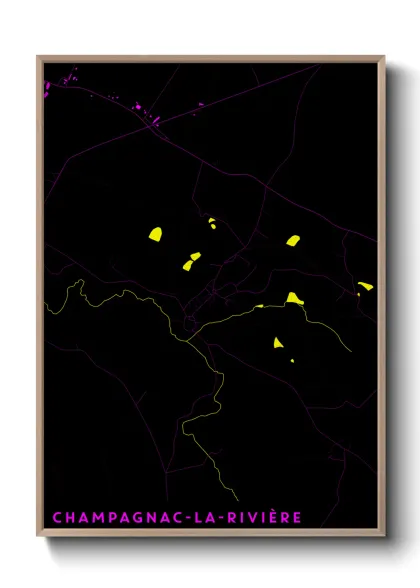 Une affiche de carte sur Champagnac-la-Rivière
