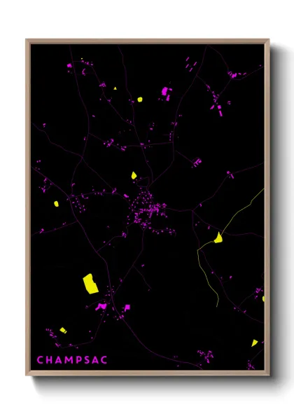 Une affiche de carte sur Champsac