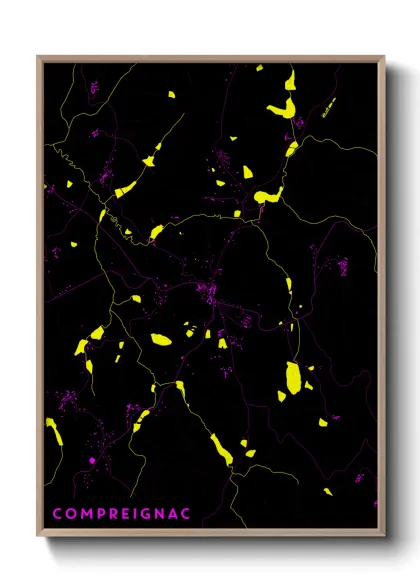 Une affiche de carte sur Compreignac