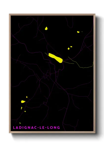 Une affiche de carte sur Ladignac-le-Long