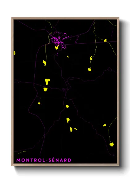 Une affiche de carte sur Montrol-Sénard