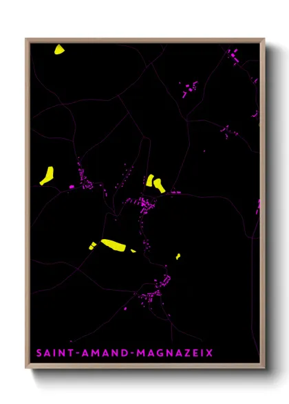 Une affiche de carte sur Saint-Amand-Magnazeix
