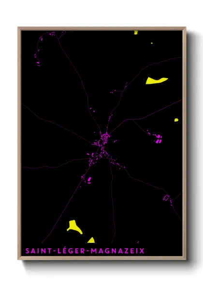 Une affiche de carte sur Saint-Léger-Magnazeix