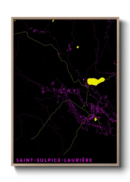 Une affiche de carte sur Saint-Sulpice-Laurière