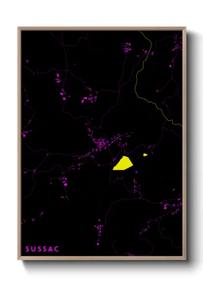 Une affiche de carte sur Sussac