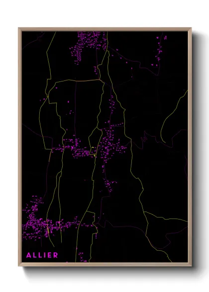 Une affiche de carte sur Allier