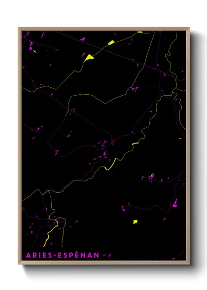 Une affiche de carte sur Aries-Espénan