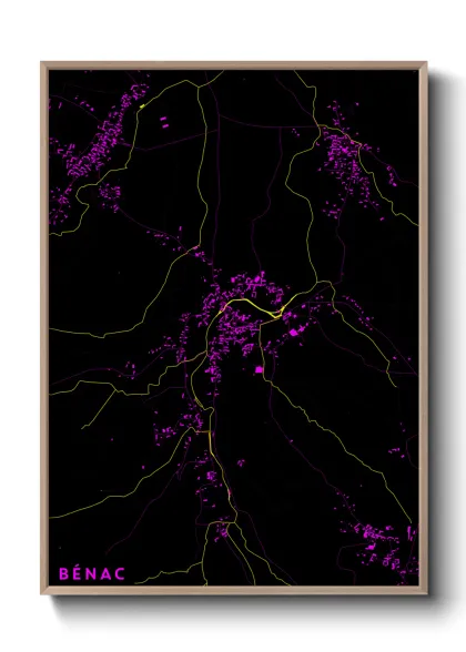 Une affiche de carte sur Bénac