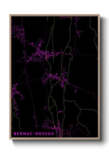 Une affiche de carte sur Bernac-Dessus