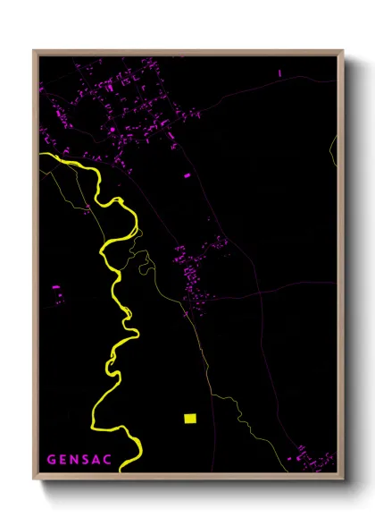 Une affiche de carte sur Gensac