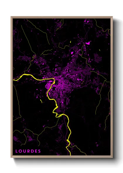 Une affiche de carte sur Lourdes