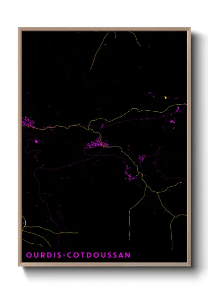 Une affiche de carte sur Ourdis-Cotdoussan