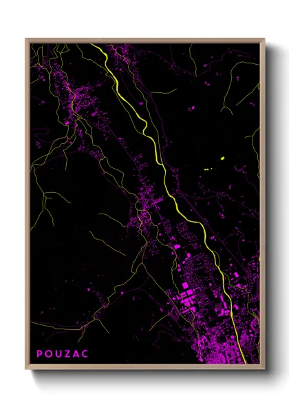 Une affiche de carte sur Pouzac