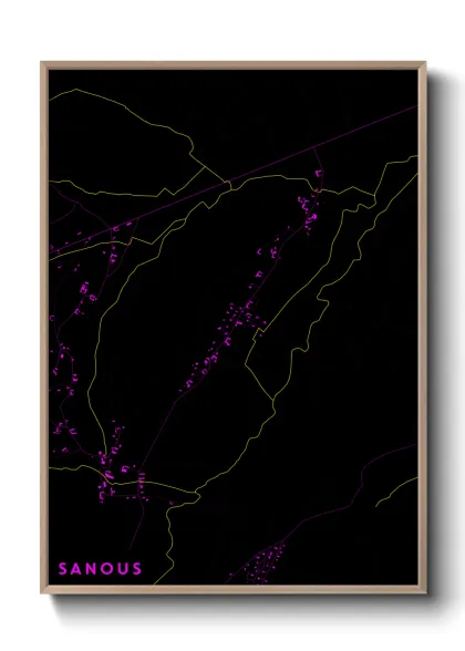 Une affiche de carte sur Sanous