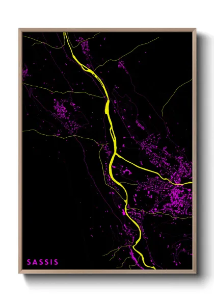 Une affiche de carte sur Sassis