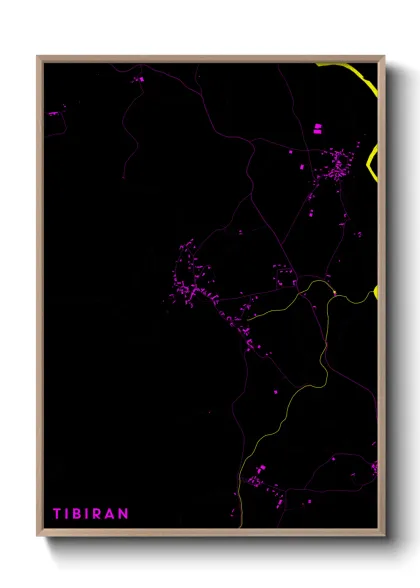 Une affiche de carte sur Tibiran