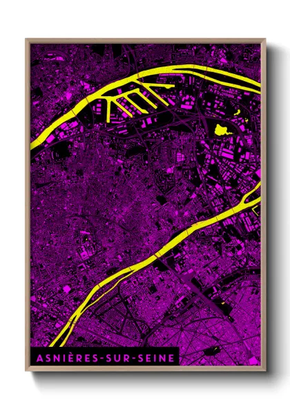 Une affiche de carte sur Asnières-sur-Seine