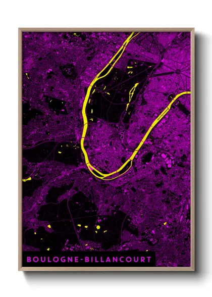 Une affiche de carte sur Boulogne-Billancourt