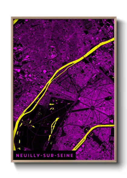 Une affiche de carte sur Neuilly-sur-Seine