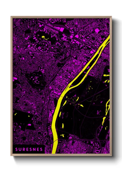 Une affiche de carte sur Suresnes