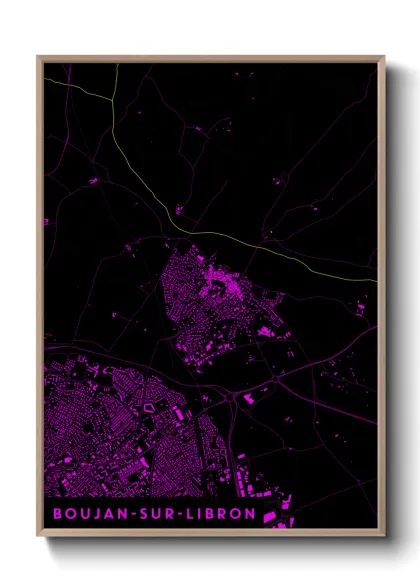 Une affiche de carte sur Boujan-sur-Libron