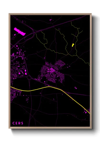 Une affiche de carte sur Cers