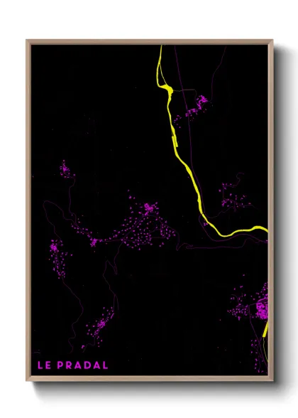 Une affiche de carte sur Le Pradal