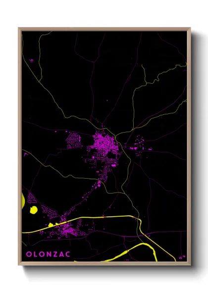 Une affiche de carte sur Olonzac