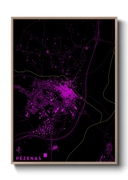 Une affiche de carte sur Pézenas