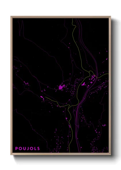 Une affiche de carte sur Poujols