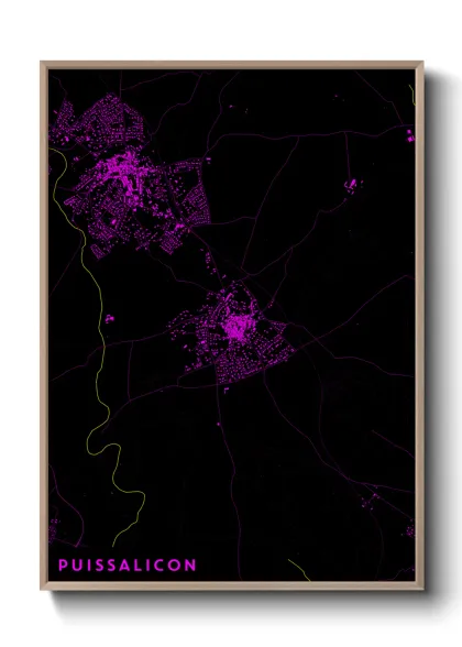 Une affiche de carte sur Puissalicon