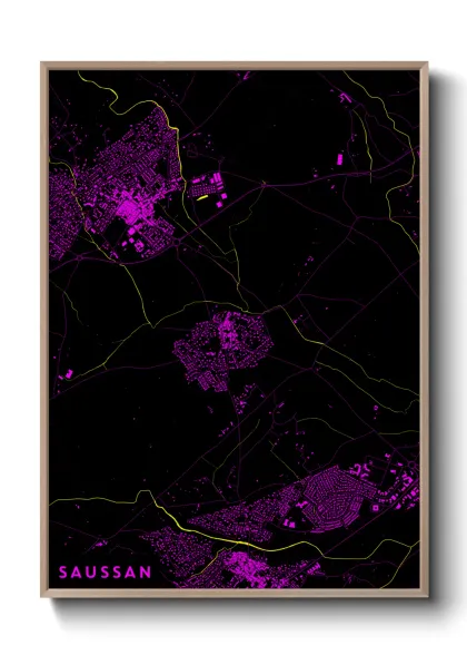 Une affiche de carte sur Saussan