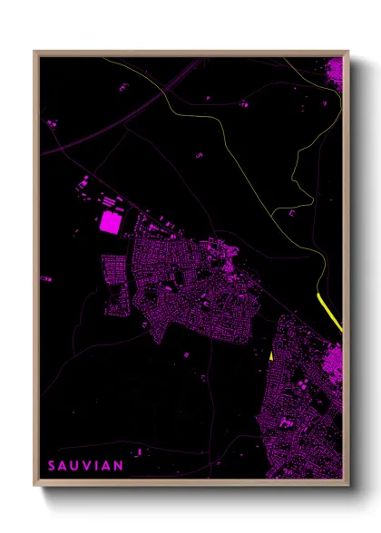 Une affiche de carte sur Sauvian