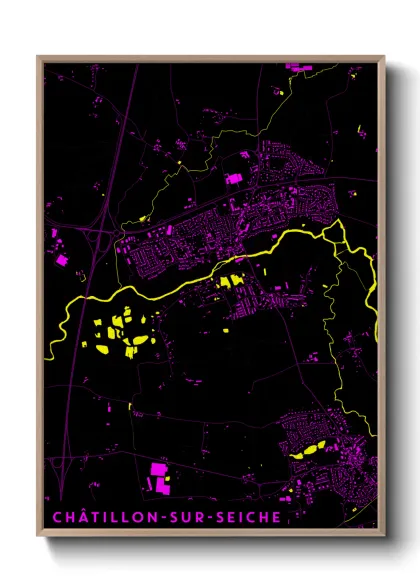 Une affiche de carte sur Châtillon-sur-Seiche