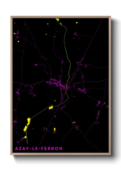 Une affiche de carte sur Azay-le-Ferron