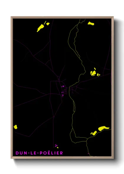 Une affiche de carte sur Dun-le-Poëlier